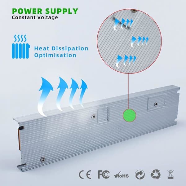 12V 25A 300W LED-transformator, AC til DC strømforsyning for lavspent LED-belysning