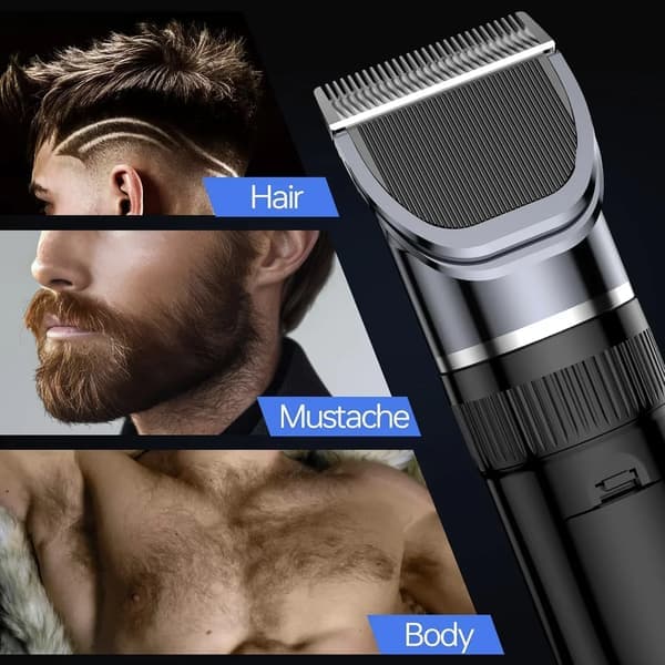 Hårklipper, Trådløs Digital Display Genopladelig Barbermaskine (Hvid Sæt 2)