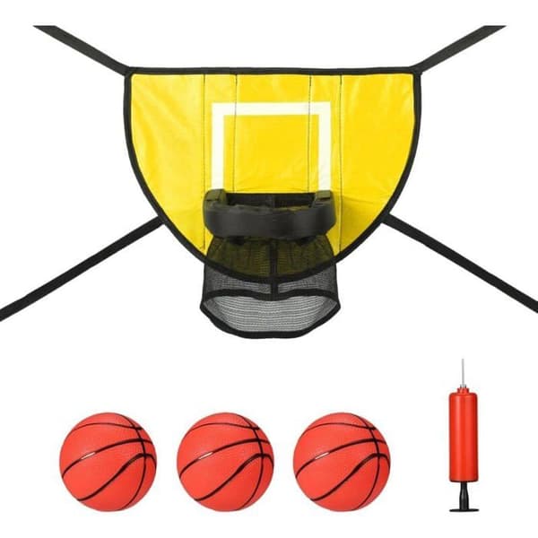Trampolin basketkorg kit, 3 minibollar + pump, vattentätt spel, gul