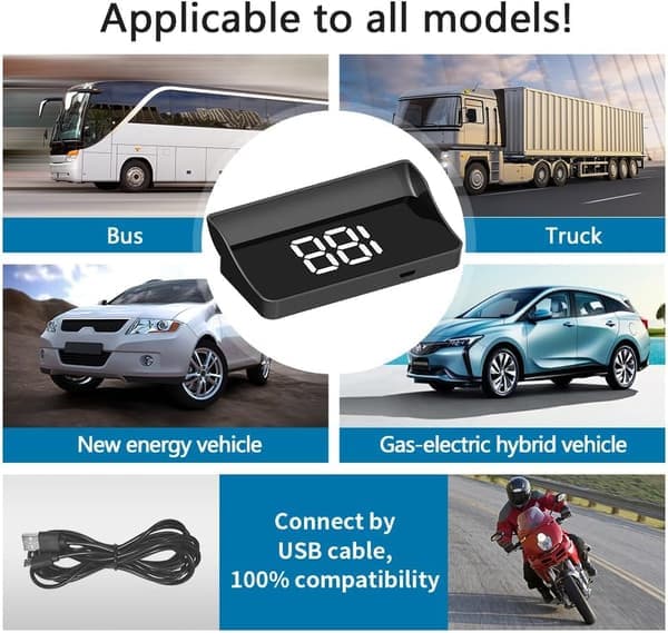 Bil Head Up Display, Universal High Definition Forrude Speedometer Projektor, Bil HUD Digital Speedometer, til de fleste biler, lastbiler, SUV'er