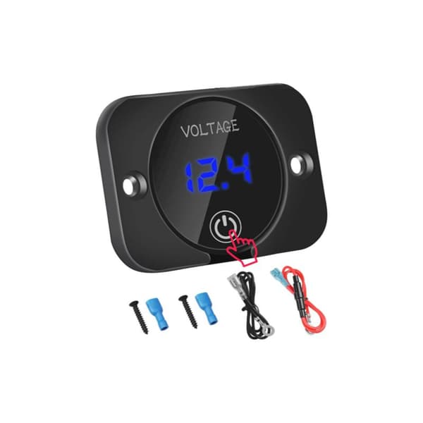 Vandtæt DC 12V 24V Digital Voltmeter Spændingstester med LED-display og Blåt Lys Digital Touchscreen Displaypanel til Bil, Båd og