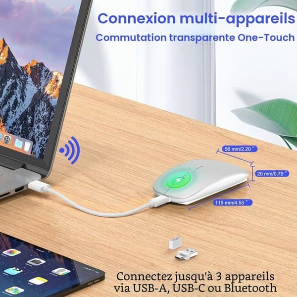 Trådløs Bluetooth Mus - 1 Enhed - Ergonomisk Plastik - Anti-Lås Tilstand - PC Mac iPad -