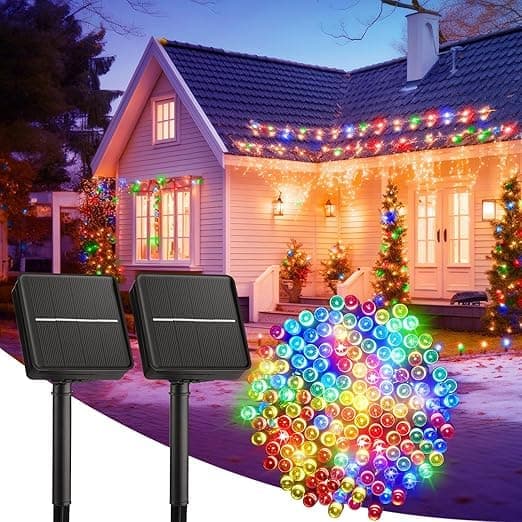 2-pak udendørs 22m/72ft 400 LED solcelledrevne lyskæder med 8 lystilstande
