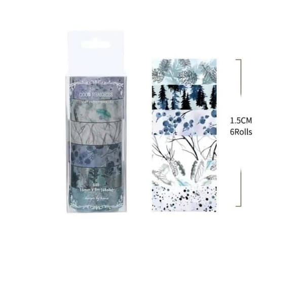 Dekorativ Klæbebånd - 6 Ruller - Washi Papir - Scrapbooking og Håndværk - Journaling og Gaver