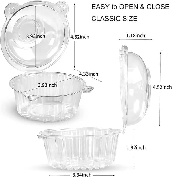 100-pack muffinsbehållare för enstaka muffins, genomskinliga plastaskar för hembakning, bröllop, babyshower, högtidsfester