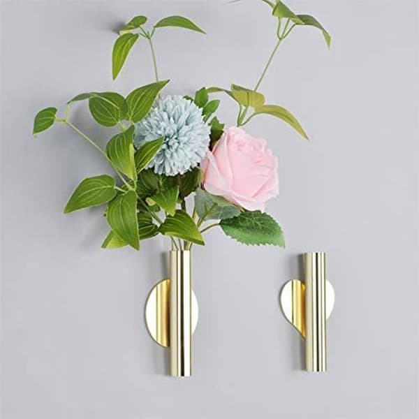 Sæt med 2 metalvægvaser, moderne holder til tørrede blomster til veranda, hjem, kontor