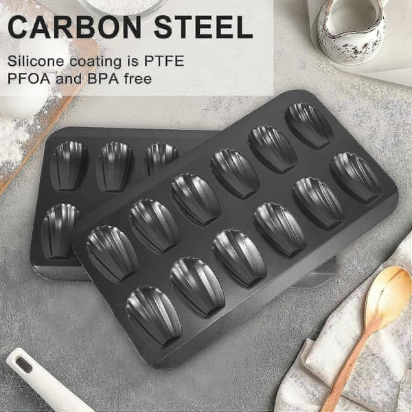 2 pakker non-stick Madeleine-form, bageform 12 med kagebageplade chokolade non-stick bageplade, bruges til ovnbagning sort