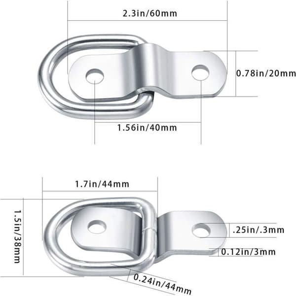 D-ring surringer, fastgørelseskroge i rustfrit stål, monteringsringe til fastgørelsesringe, surringsstropper, 6 stk. og 12V