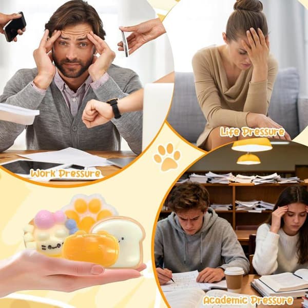 Biter Squishy Katteklemmeleke, Fidget Klemmeleker, Anti-stress Sensoriske Leker, Søte Squishy Leker