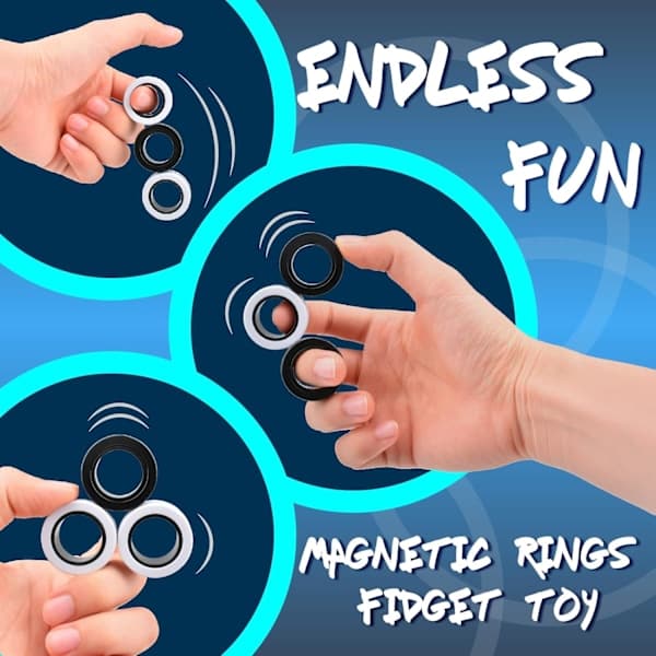 Magnetiske Ring Fidget Legetøj – 3-delt sæt til ADHD Angst, Finger Spinner til Børn og Voksne 8+ år