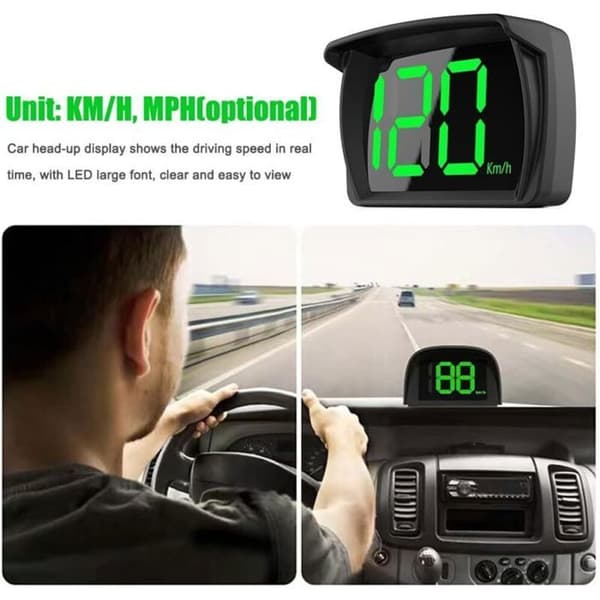 Head-Up Display (HUD) med GPS og LED digitalt speedometer for biler