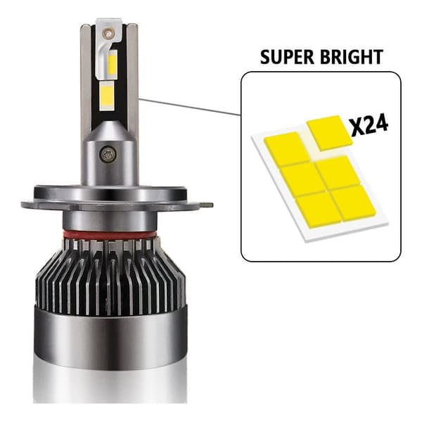 H1 LED-lampor 30000LM 200W för 24V bilar, 6000K vit