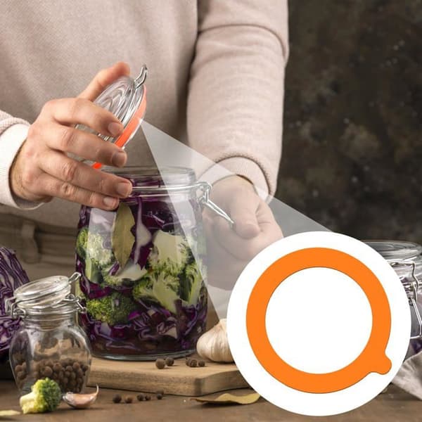 Glasforseglingsringe - 6 stk., silikone, 9,4 cm - Orange - Velegnet til lufttætte glasbeholdere