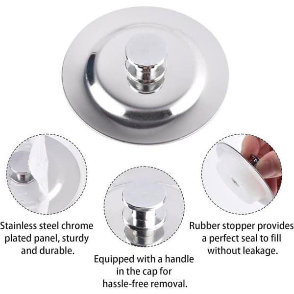 Universal badkarspropp 42–44 mm, rostfritt stål, diskho