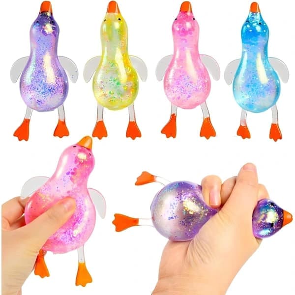 Squishy Glitter Andedyr Stressbolde Stressaflastende Sensorisk Legetøj Påskekurvfyld