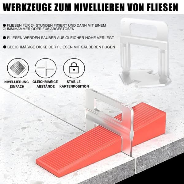 3 mm fliseudjævningssæt - 501 dele - afstandsstykker + kiler - professionel installation