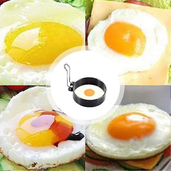 Eggringer i rustfritt stål, 4 stk. non-stick posjeringsringer, eggformede omelettringer, minipannekaker, runde eggringer for stekte og posjerte egg, crumpets