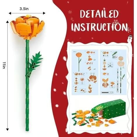 2026 Julekalender – Stor Blomst – Julebyggeklodser – Gave til Voksne – Nedtælling – Julepynt