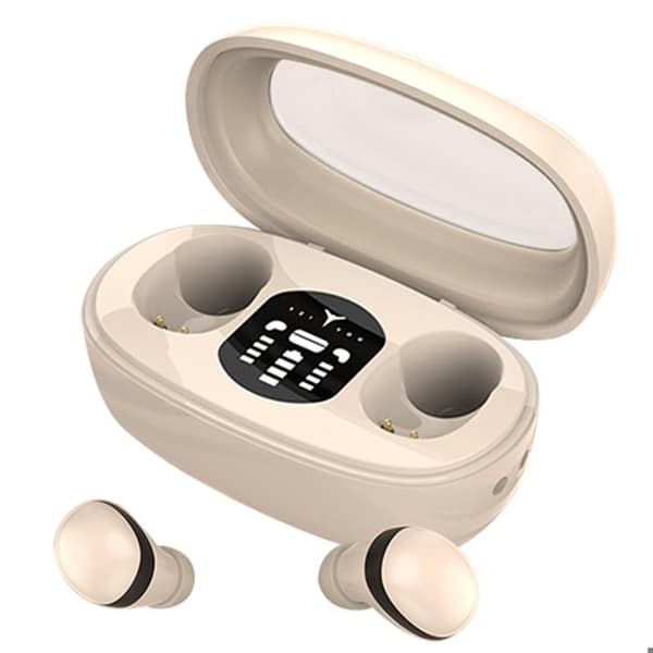 Usynlige Trådløse Bluetooth 5.3 Sovehovedtelefoner, Støjreducerende, Små Ørepropper (Beige)