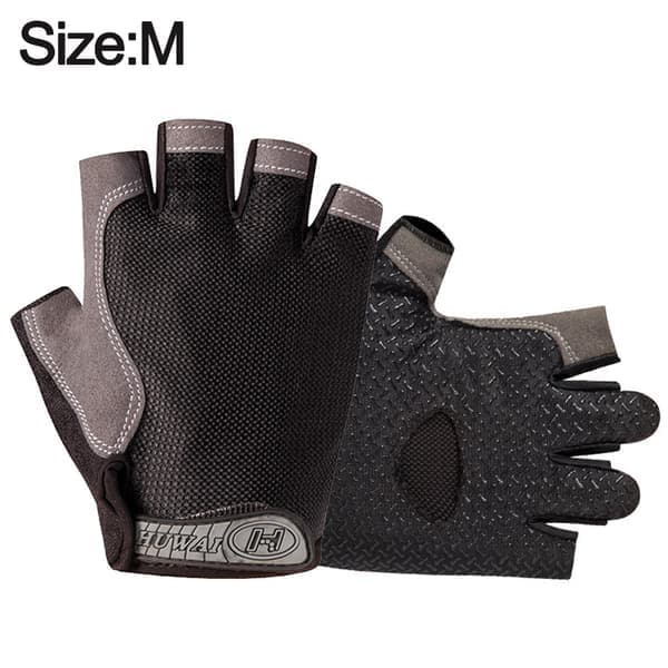 Non-slip Cycling Gloves - Mesh Half Finger Black - M
