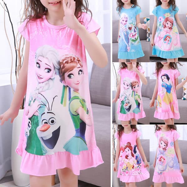 Flicknattlinne Prinsessa Kortärmad Pyjamas Sovkläder Hemmakläder för Barn Storlekar 2-12 År #7 #7 12 #7 12