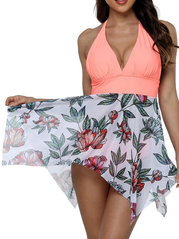 Dame todelt badedragt bikini tankini sæt badetøj orange, M Orange,M