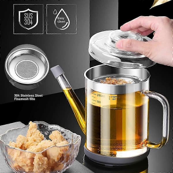Oliedispensere Separator, Varmebestandigt Glas, med Si i Rustfrit Stål
