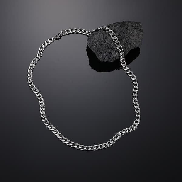 Halsband i titanstål för män, kubansk länk kedja 8mm bredd 65cm 8mm Width 65cm
