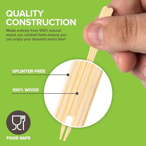 200 Bambu aptitretare gafflar 9cm Engångs bambu gaffel för charkuterier, Mini gafflar för aptitretare, Cocktail gafflar för bröllop