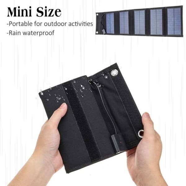 15W/5V Sammenleggbar Solcellepanelveske, Fleksibelt Sammenleggbart Solcellepanel for Mobiltelefon, Egnet for Camping