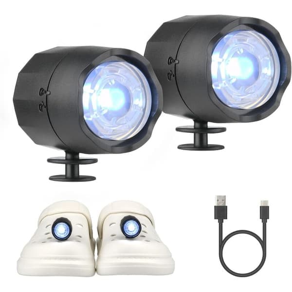 Hodelykt for Croc, 2 stk LED-lys Clogs Sko Hodelykter IPX5 Vanntette Skolys for Hundelufting, Camping,[TT]