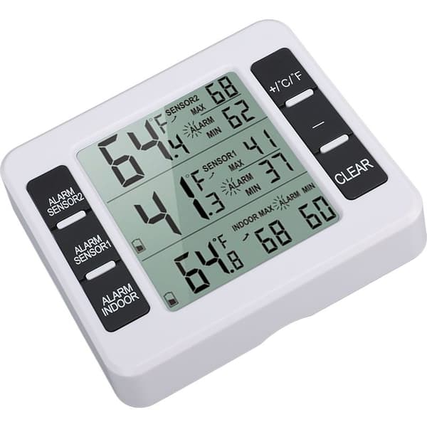 Trådlös digital termometerhygrometer för inomhus/utomhusbruk med 2 sensorer