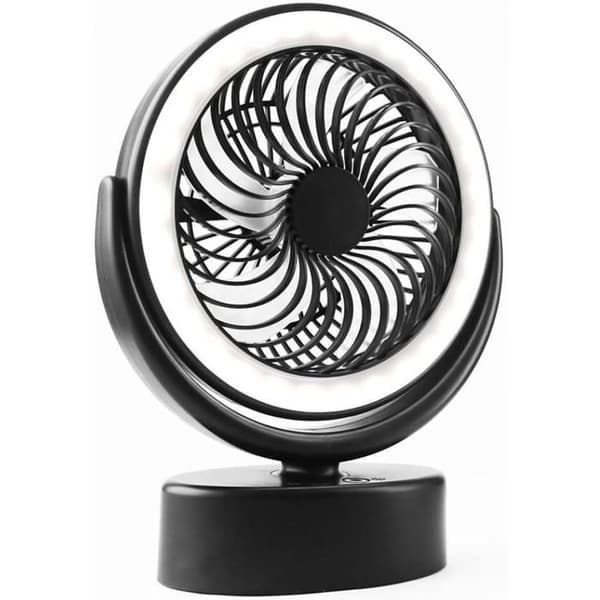 3000 mAh Campingventilator med LED-lanterne, Genopladelig Bord- og Teltventilator, Sort