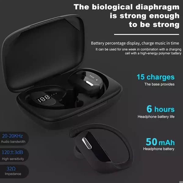 Trådlösa hörlurar Bluetooth 5.3, IPX5 vattentäta, LED-display, inbyggd mikrofon, 70 timmars batteritid för iPhone och Android