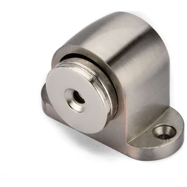 Magnetisk dørstopper, gulvmontert, børstet metall