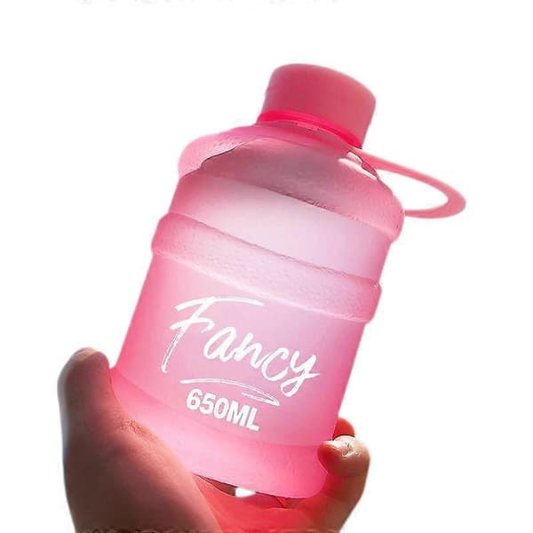 Mini Liten Ren Hinkkopp Plast Vattenkopp Fancy [Frostat Rosa] 650ml Enkel Kopp + Koppborste + Snodd