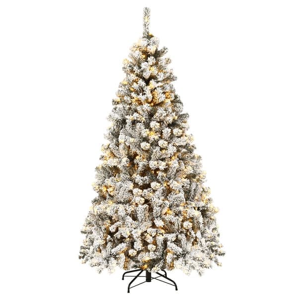 180 cm kunstig juletre med snø, LED-lys