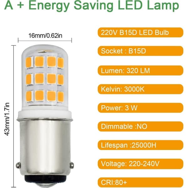 2 pientä 3W B15 LED-lamppua