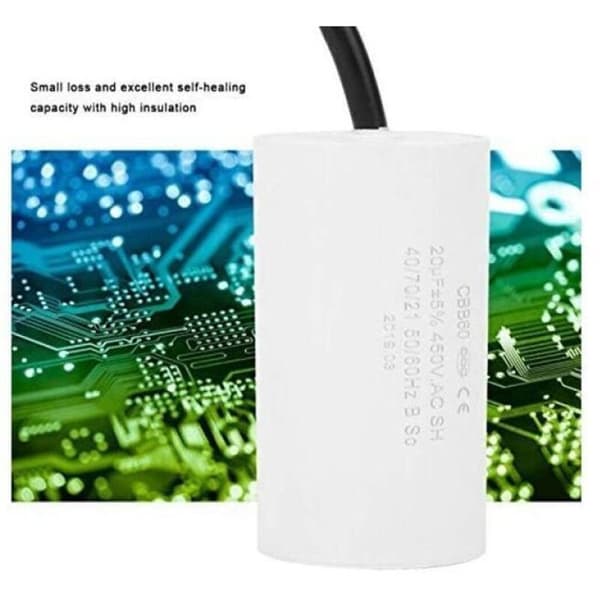 CBB60 450V 60uF Startkondensator, Mikrofarad Motorkondensator med ledning