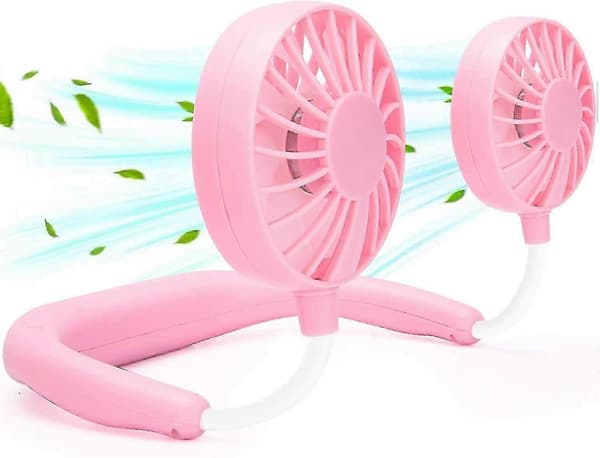 Bærbar halsventilator genopladelig, 3-trins bærbar ventilator (pink)