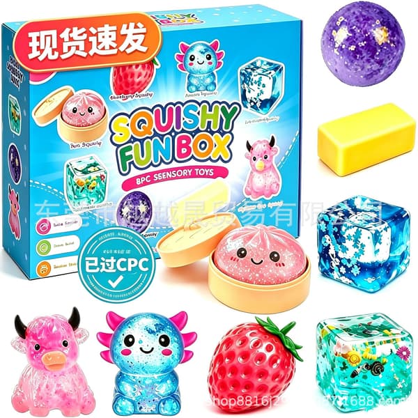 Squishy Box Slow Rebound Bun, Soft Cute Stress Relief Squeezable Halloween Dwarf Ghost Toy, Sculpting Fun 6pcs (Chocolate Party)