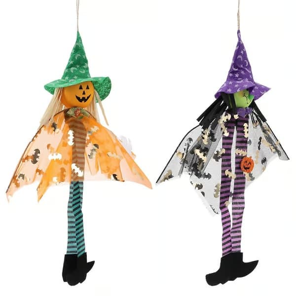 Halloween-festdekoration spöke pumpaform nätmaterial hängande 2-pack