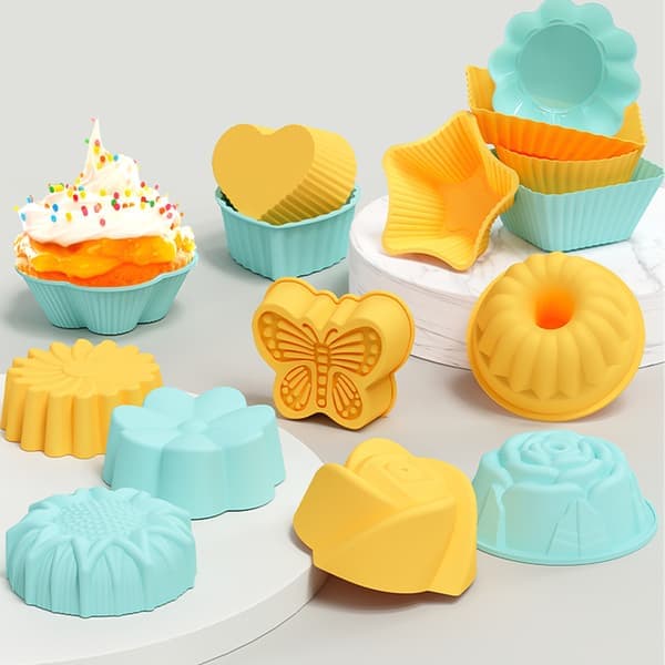 Silikonkakeformer – 10 stk non-stick gjenbrukbare for muffins, pannekaker, pudding – stil 14