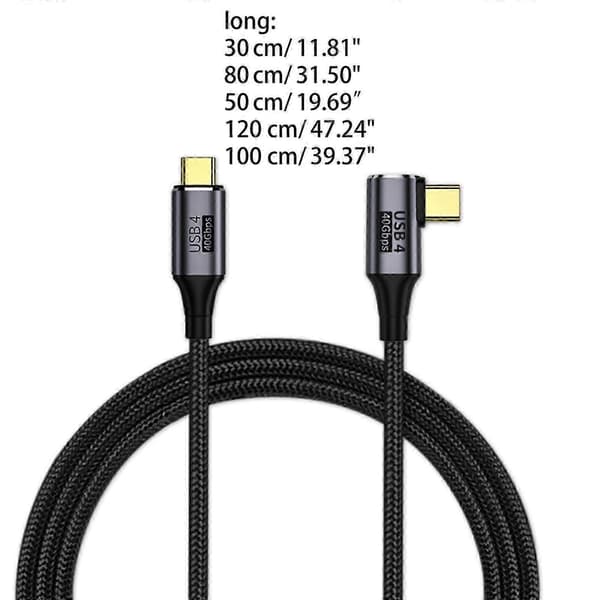 USB-C till USB-C laddningsdatakabel Typ-C PD 100W laddare 40G/bps datalinje