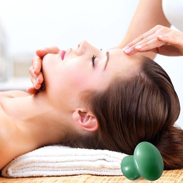 2 grønne aventurin ansigtsmassagesten - Gua Sha/svamp - Ansigtsbehandling/afslapning