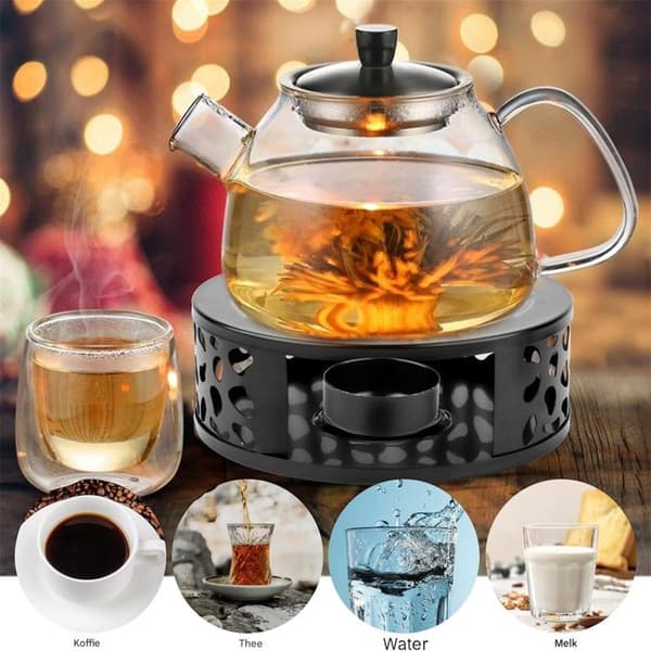 Tekandevarmer i rustfrit stål - Velegnet til opvarmning af kaffe, glas- og keramiske tekander. - Sort
