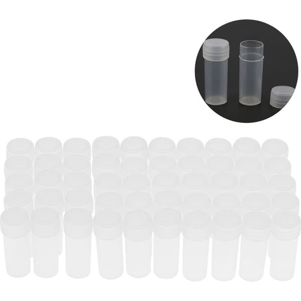 50 5 ml plastprovflaskor för miniatyrförvaring och organisering