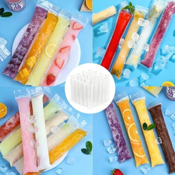 Isposeposer - 200 Stykker - Gennemsigtige - Med Tragt - Til Juice og Yoghurt - Hjem