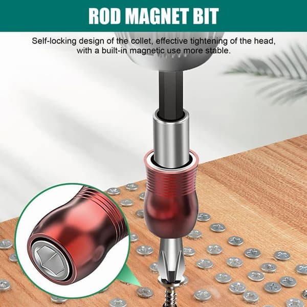 5-delt magnetisk bitholder i rustfrit stål, B, 1/4\", 60 mm hurtigskift bore-skruetrækker, gør-det-selv-værktøj