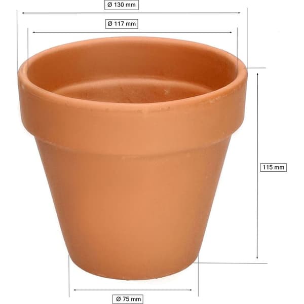 Set med 4 terrakottakrukor - 13 cm - Med kant - För inomhus- och trädgårdsbruk